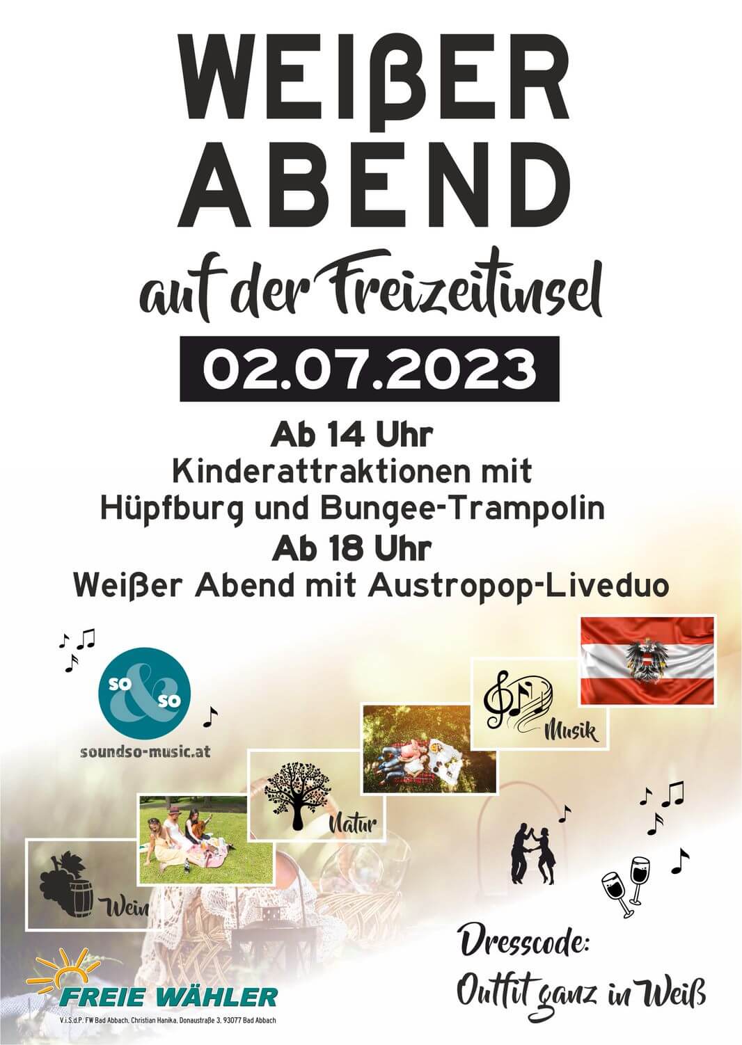 Weißer Abend am 02.07. mit Kinderprogramm auf der Freizeitinsel